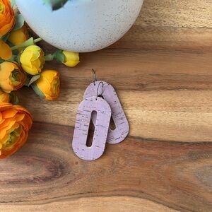 Eleven10 leather lavender cork earrings